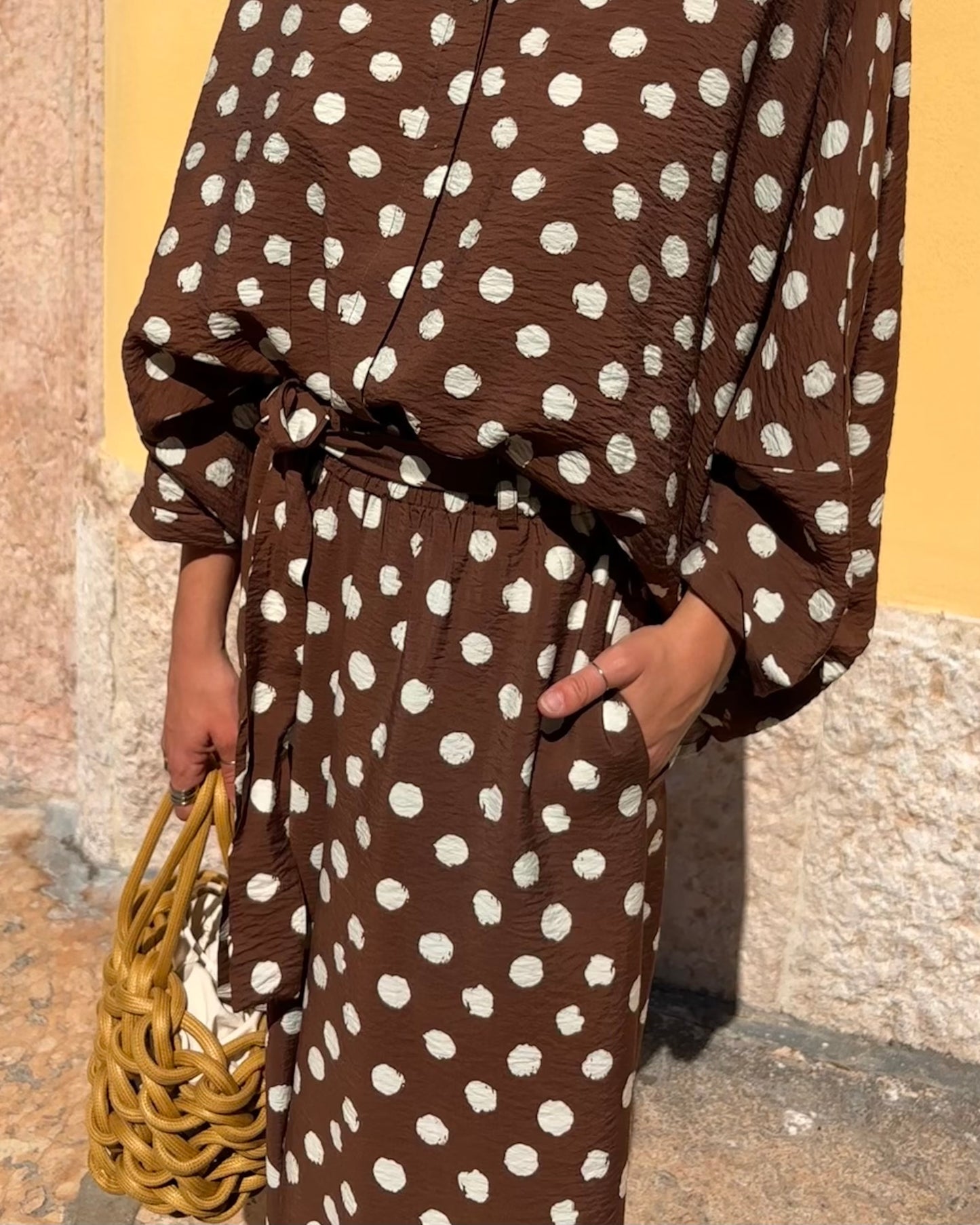 Pantaloni culotte pois