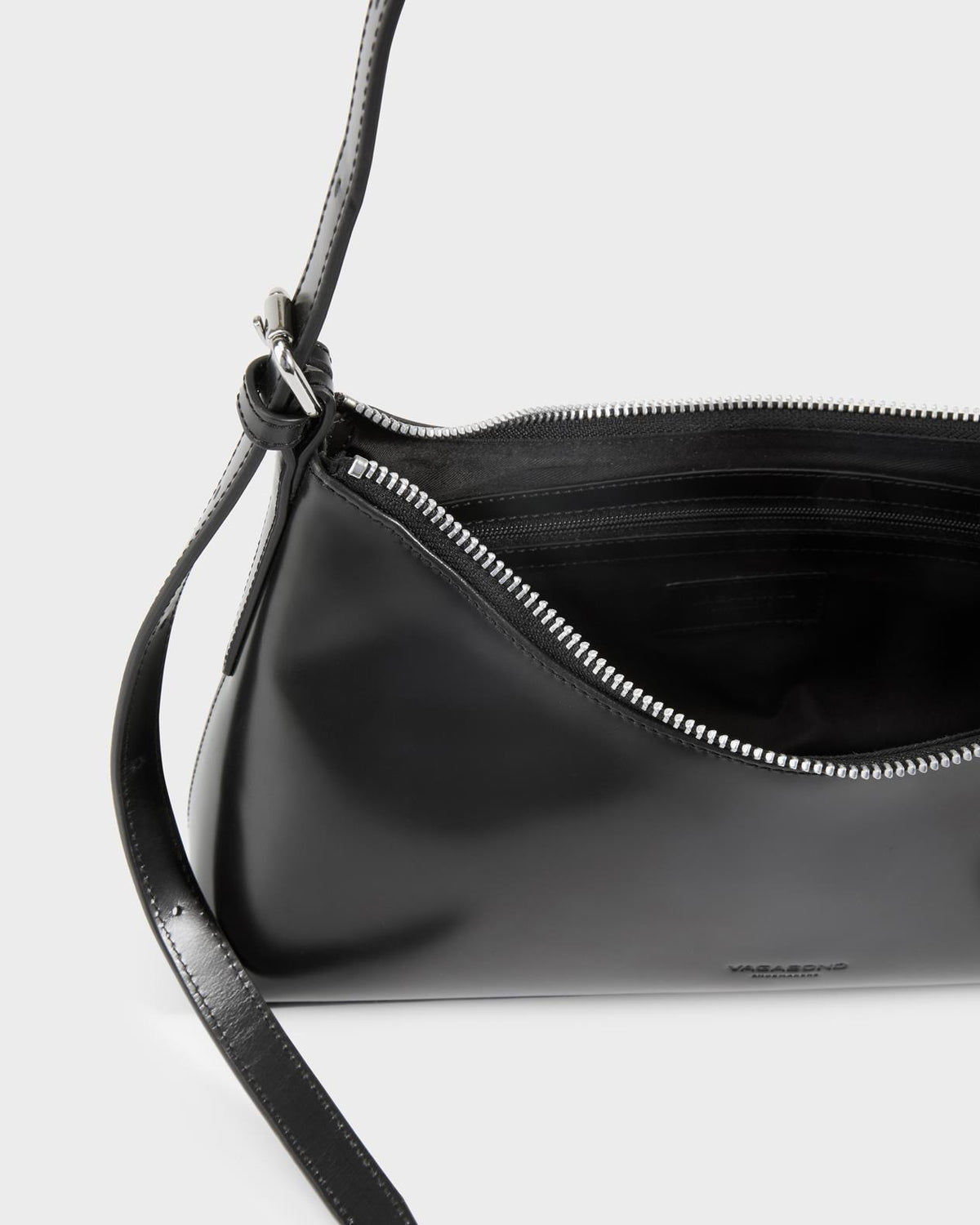 Borsa baguette in pelle nera