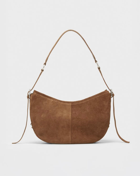Borsa mezzaluna in camoscio