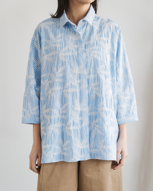 Camicia over flower stripe