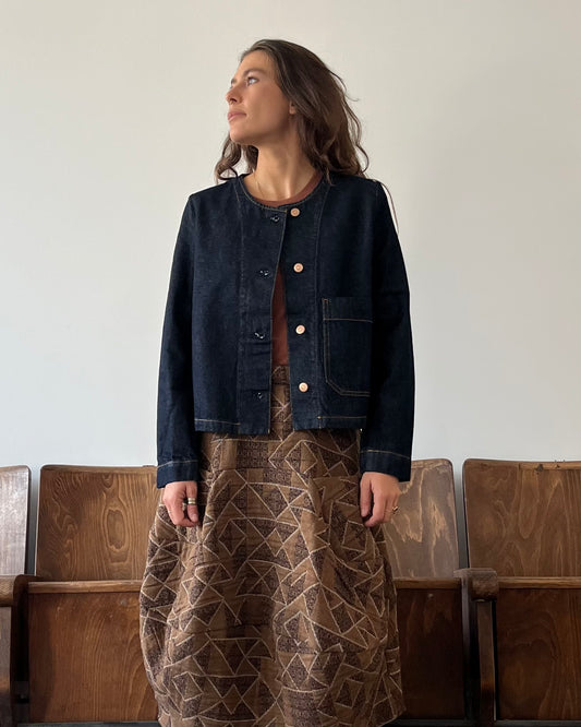 Giubbino in denim raw blue