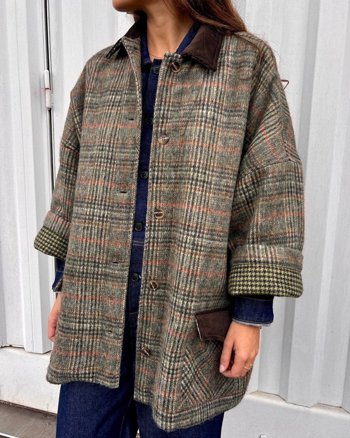 Butterfly coat green check