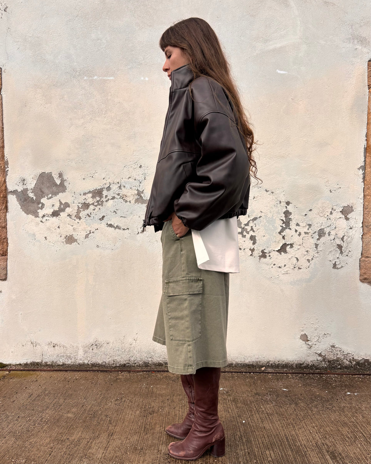 Bomber in ecopelle marrone