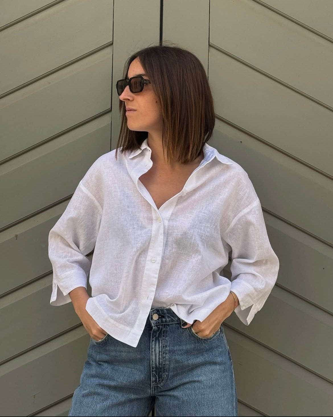 Camicia Hanoi in lino bianca