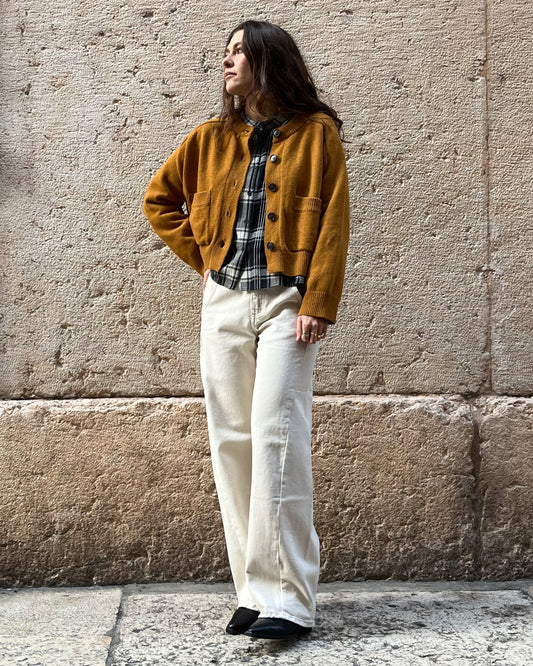 Cardigan in lana senape