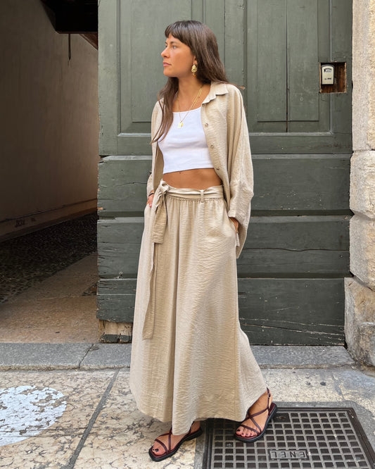 Pantaloni culotte naturale