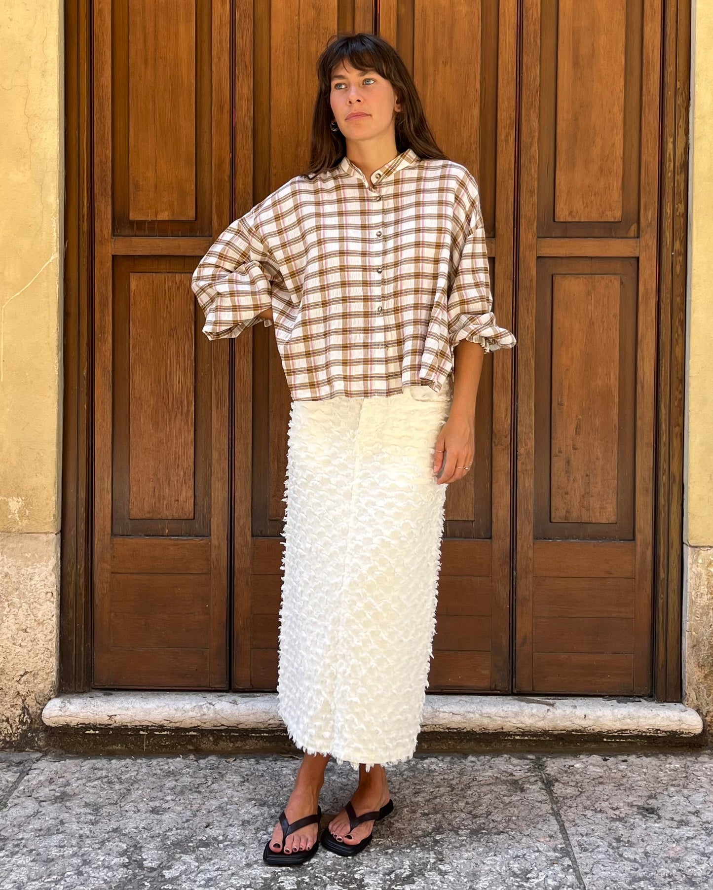 Camicia a quadri con maniche balloon