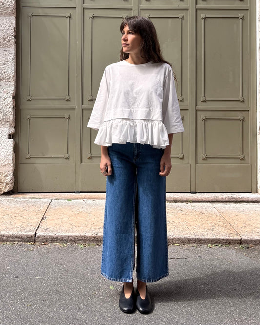 Maglia con balze bianca