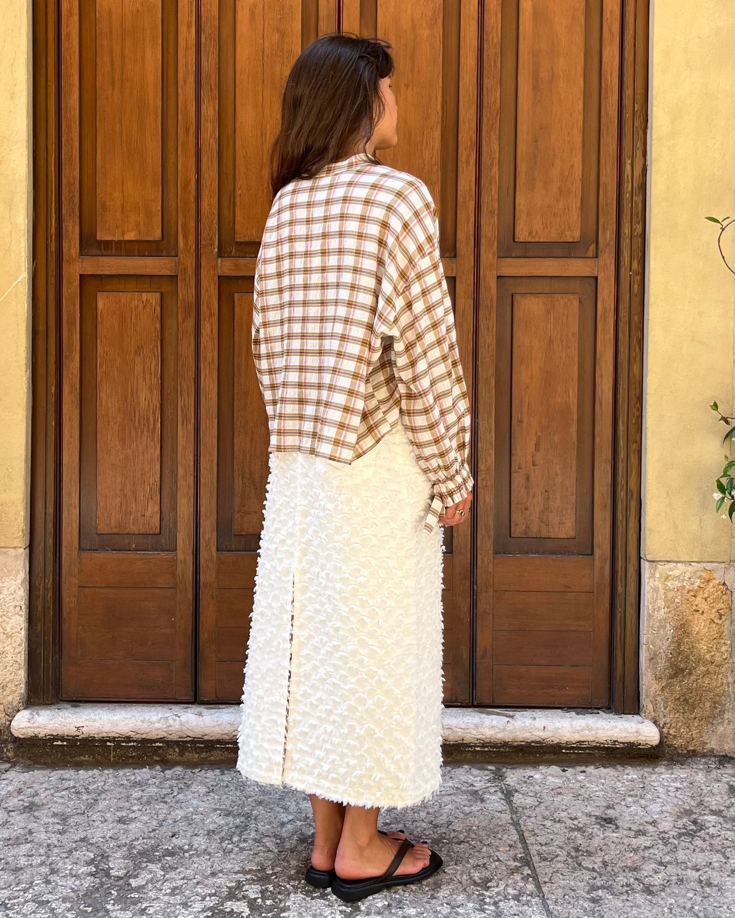 Camicia a quadri con maniche balloon