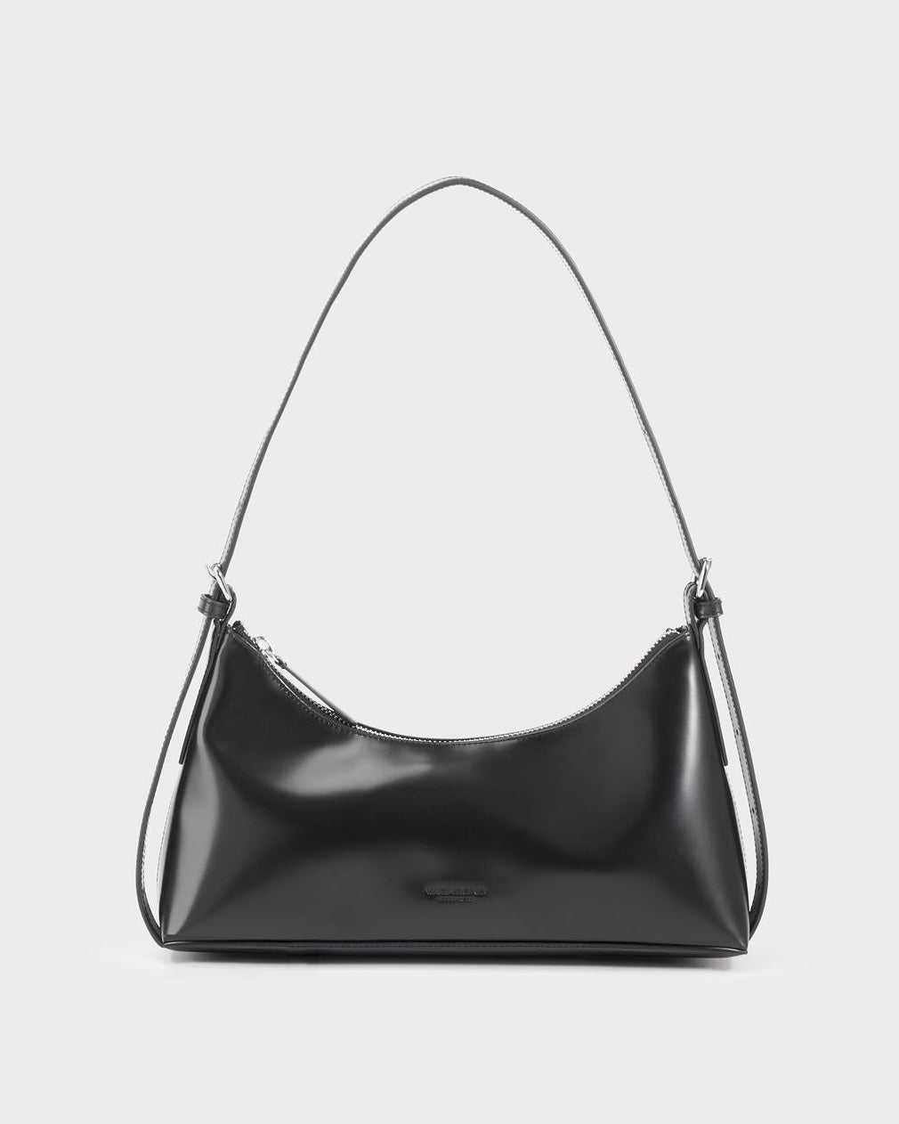Borsa baguette in pelle nera