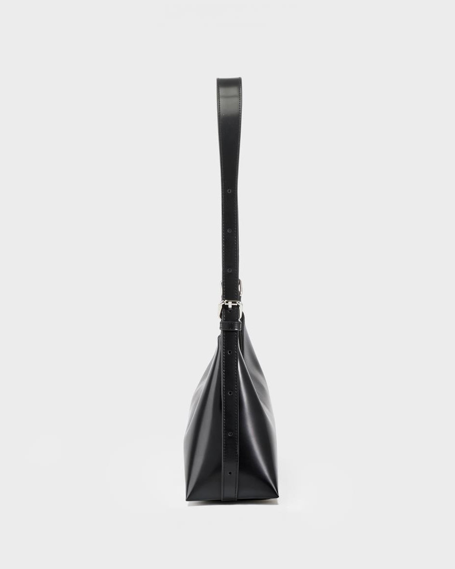 Borsa baguette in pelle nera