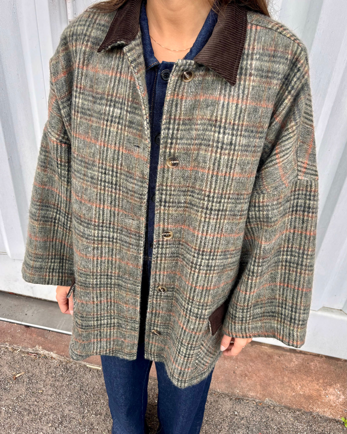 Butterfly coat green check