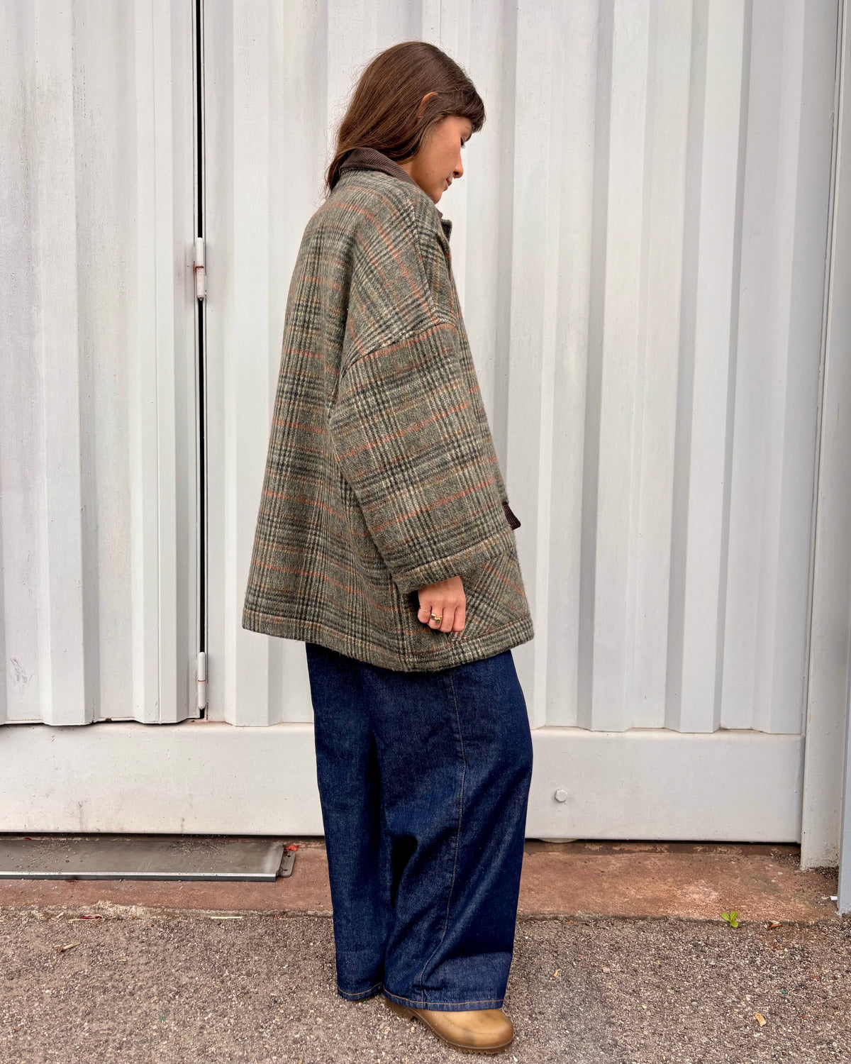 Butterfly coat green check