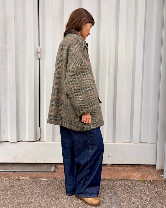 Butterfly coat green check