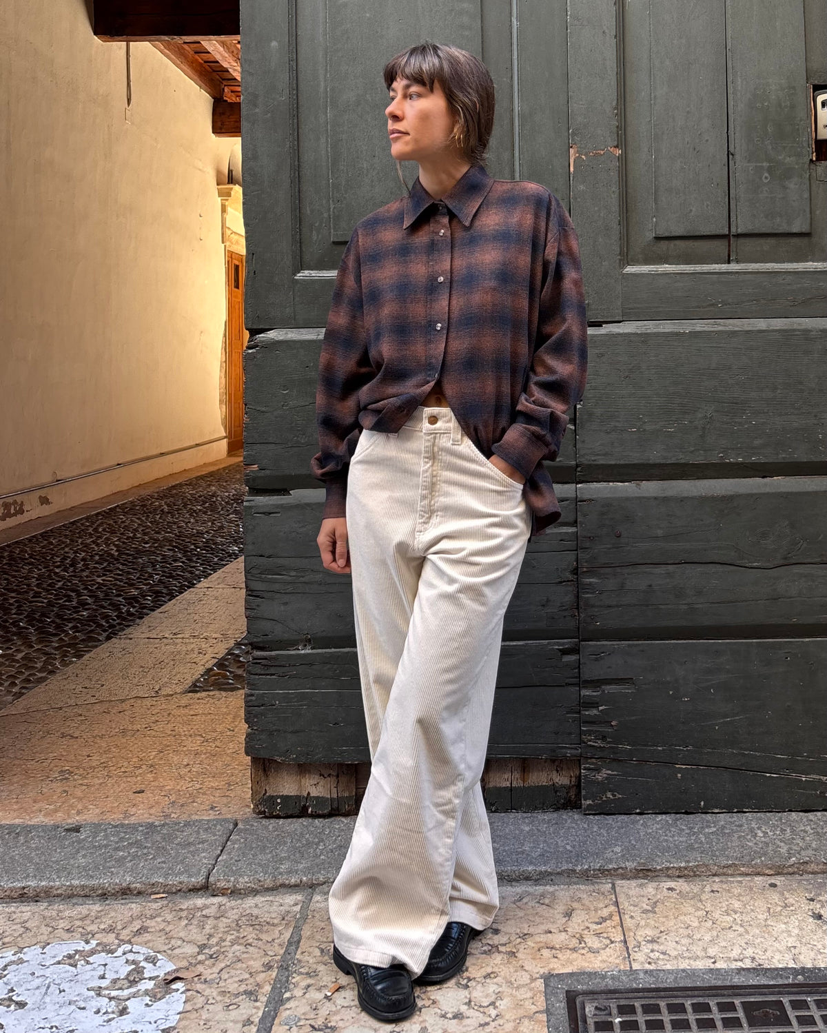 Pantaloni K Lounge in velluto panna