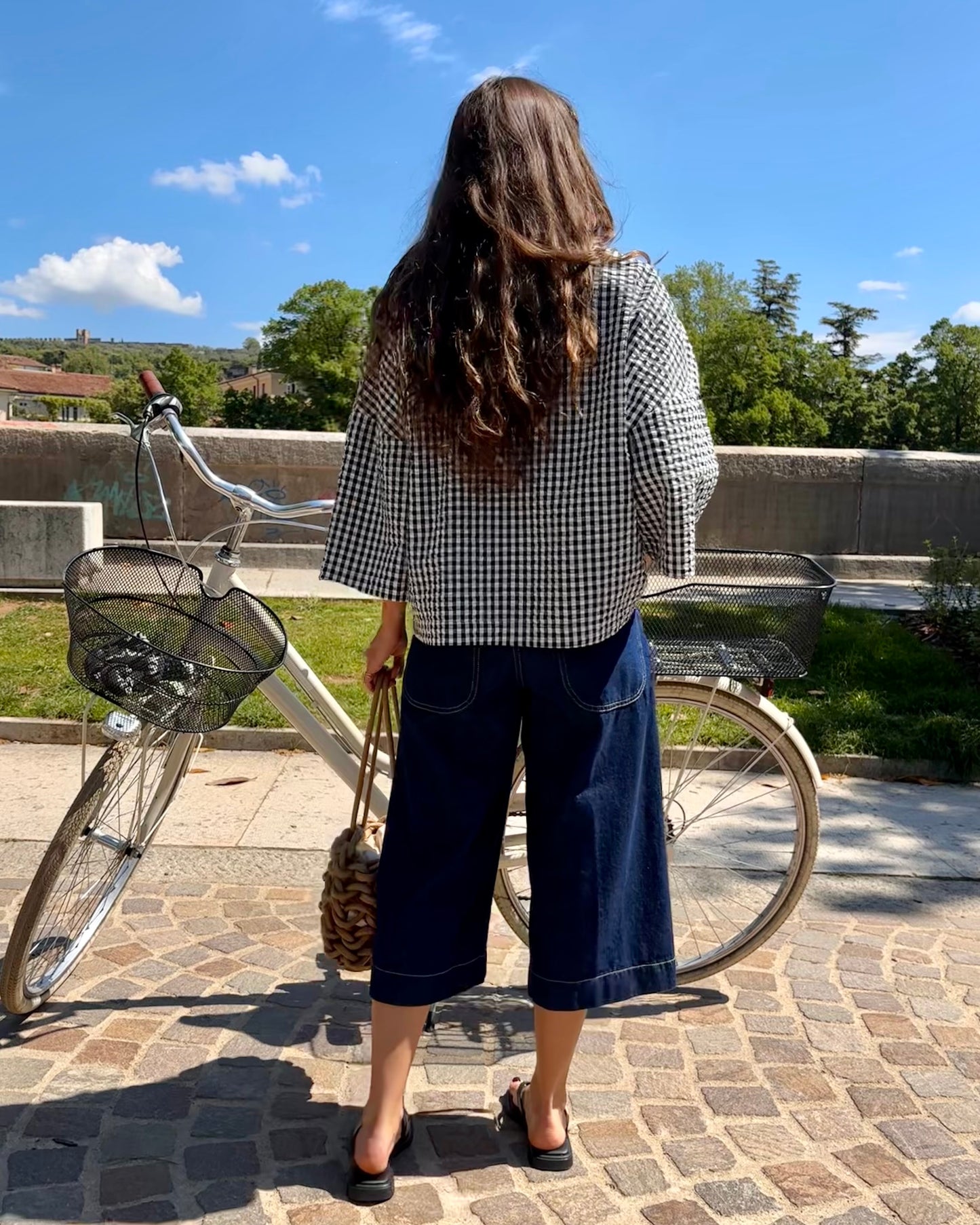 Kimono vichy nero e bianco