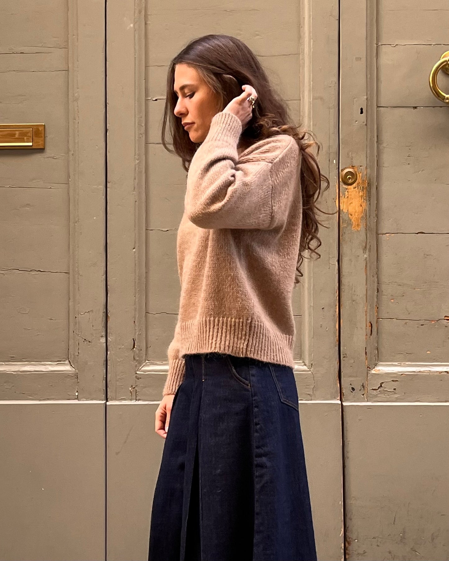 Maglione mohair cammello