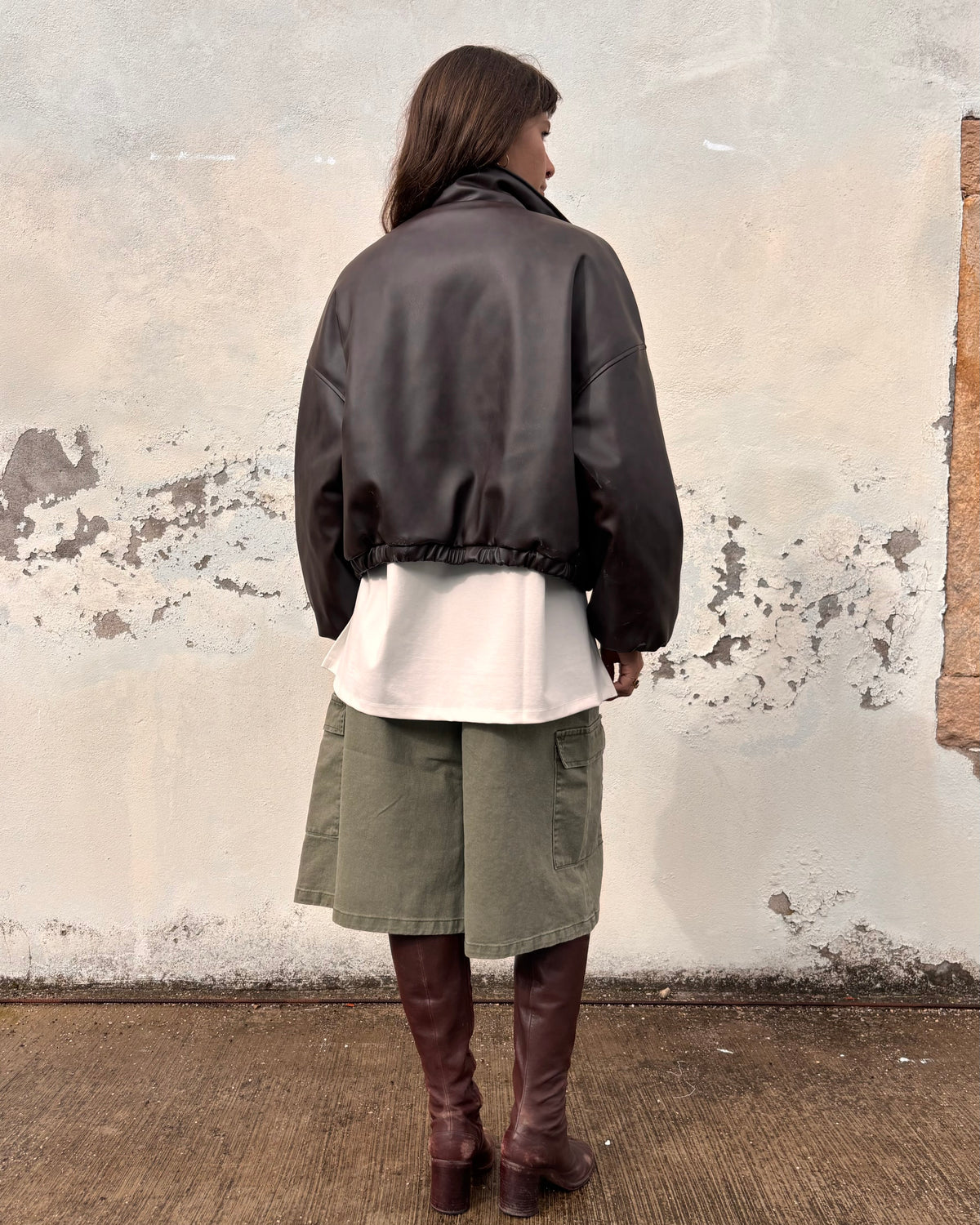 Bomber in ecopelle marrone