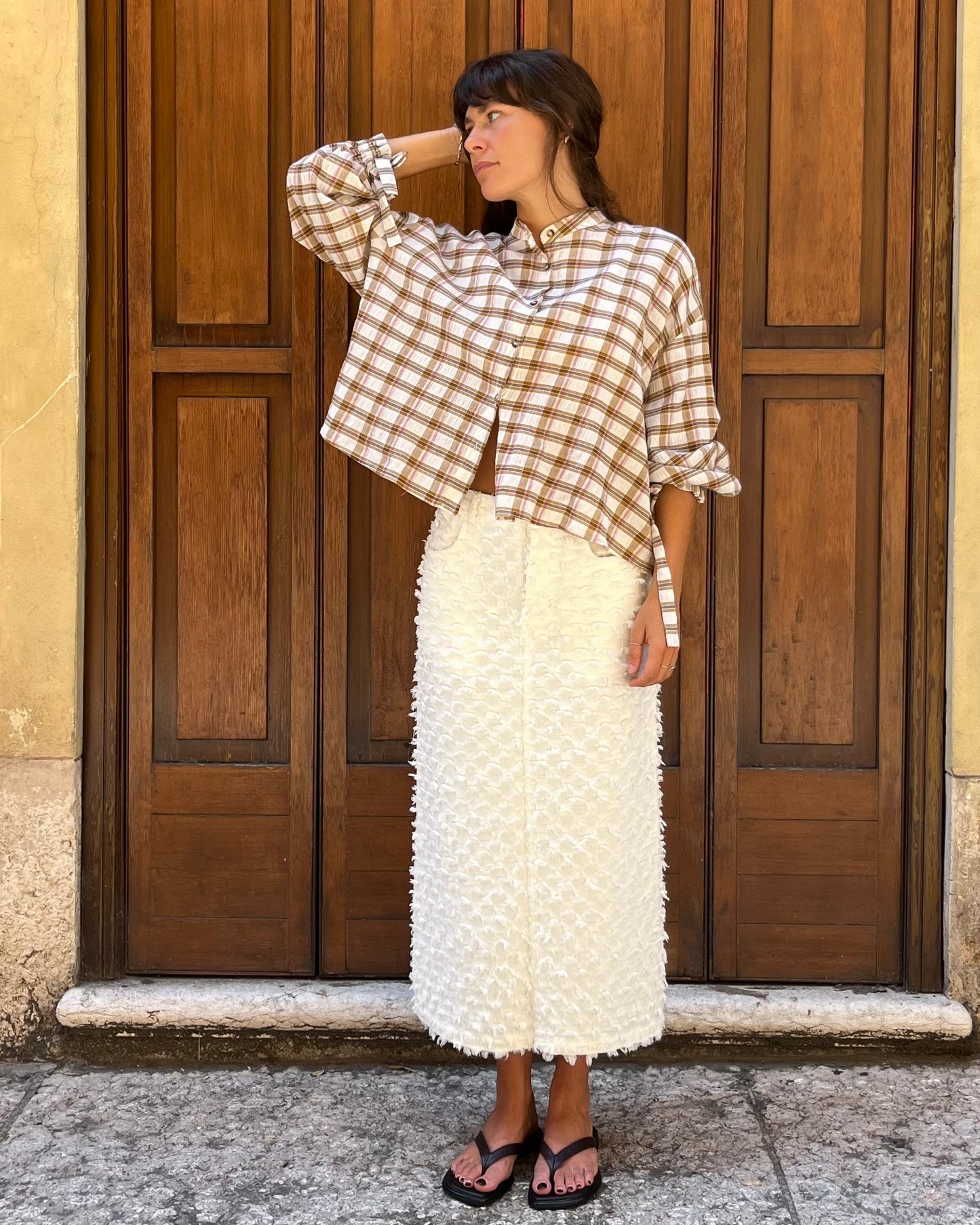 Camicia a quadri con maniche balloon