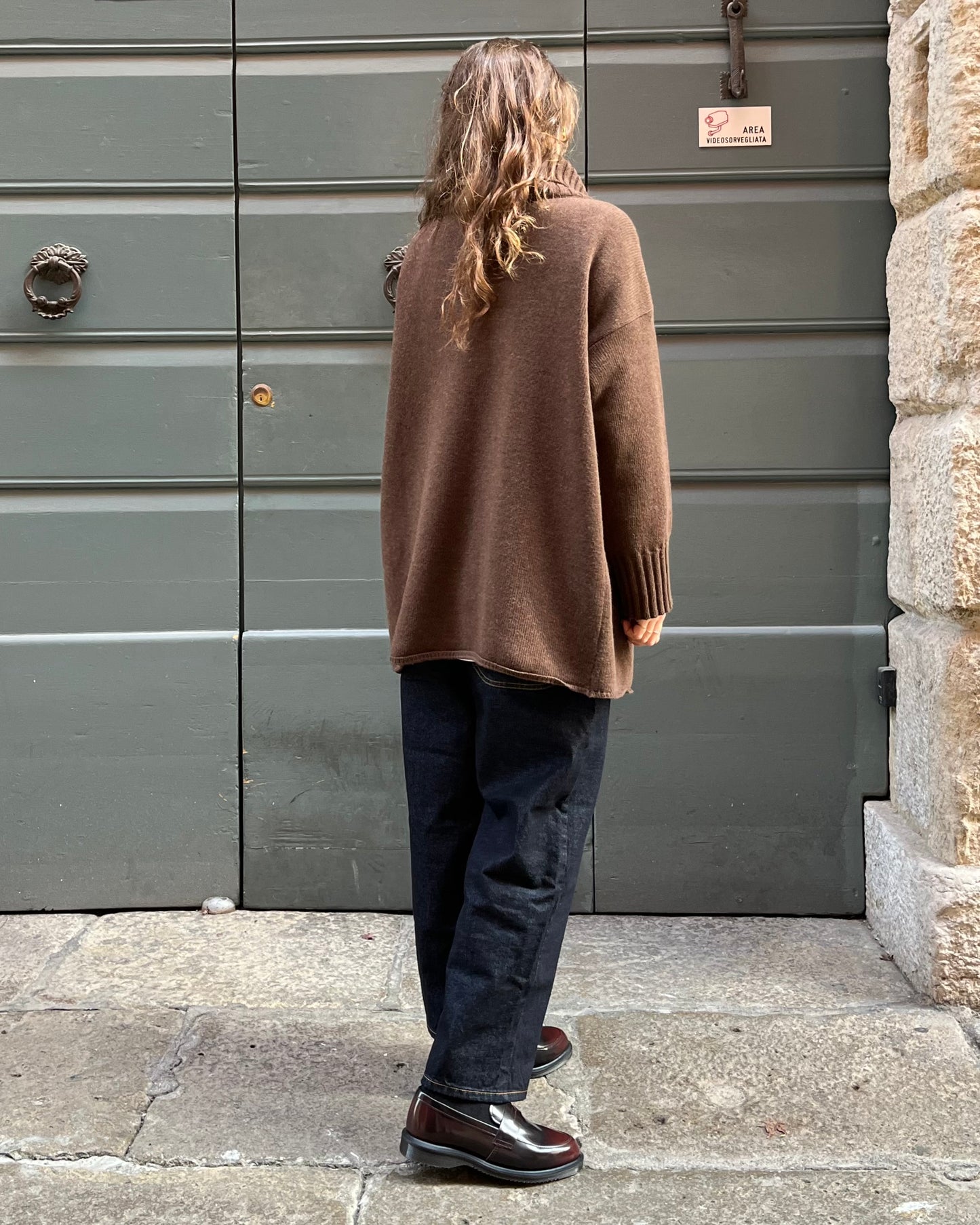 Maglione petalo marrone