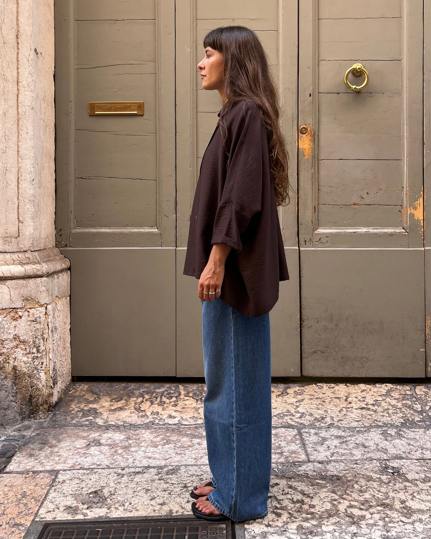 Camicia over marrone