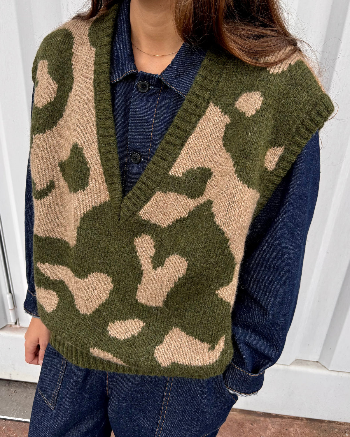 Gilet jacquard verdone