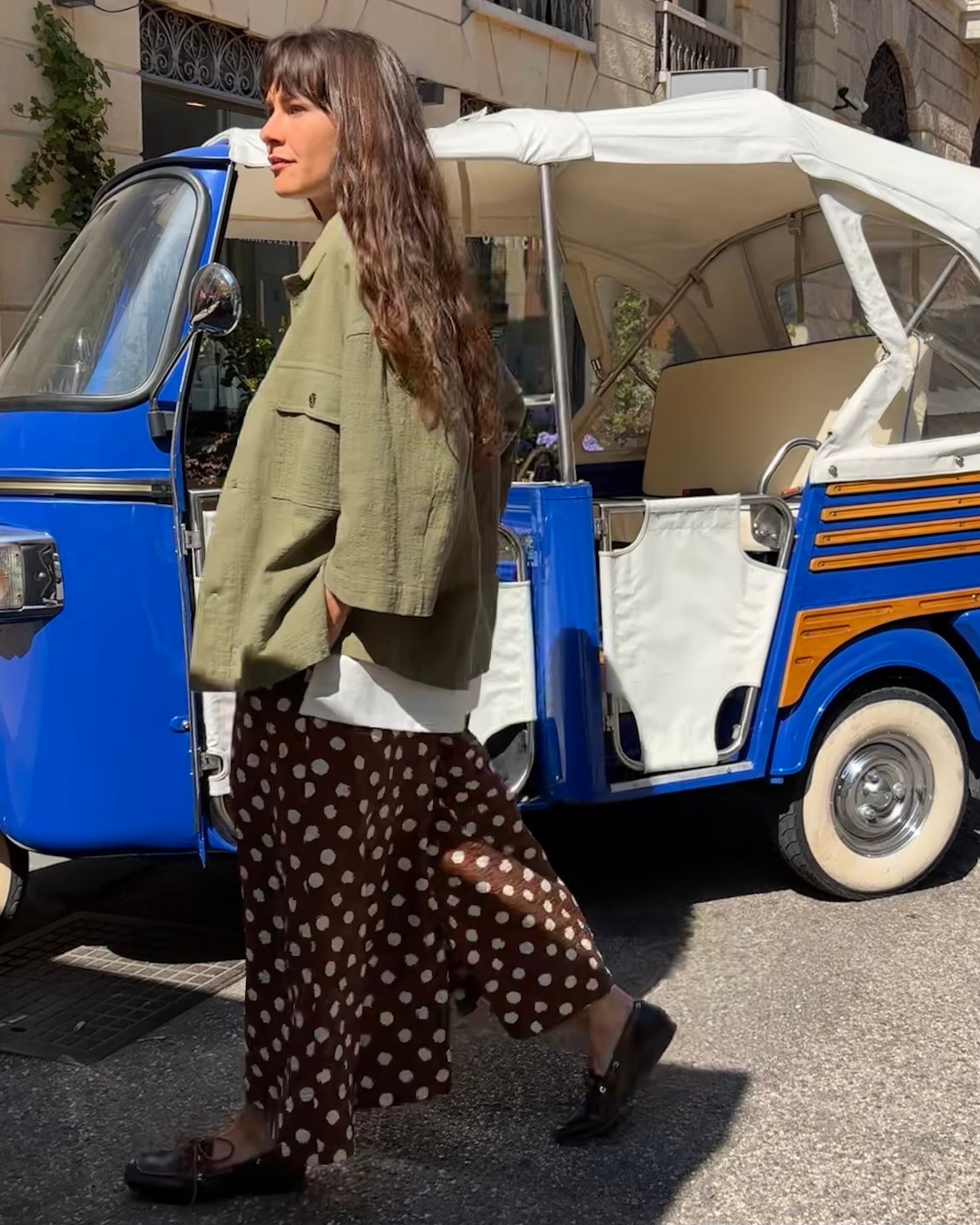 Pantaloni culotte pois