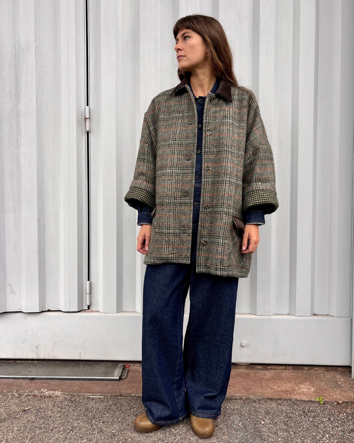 Butterfly coat green check