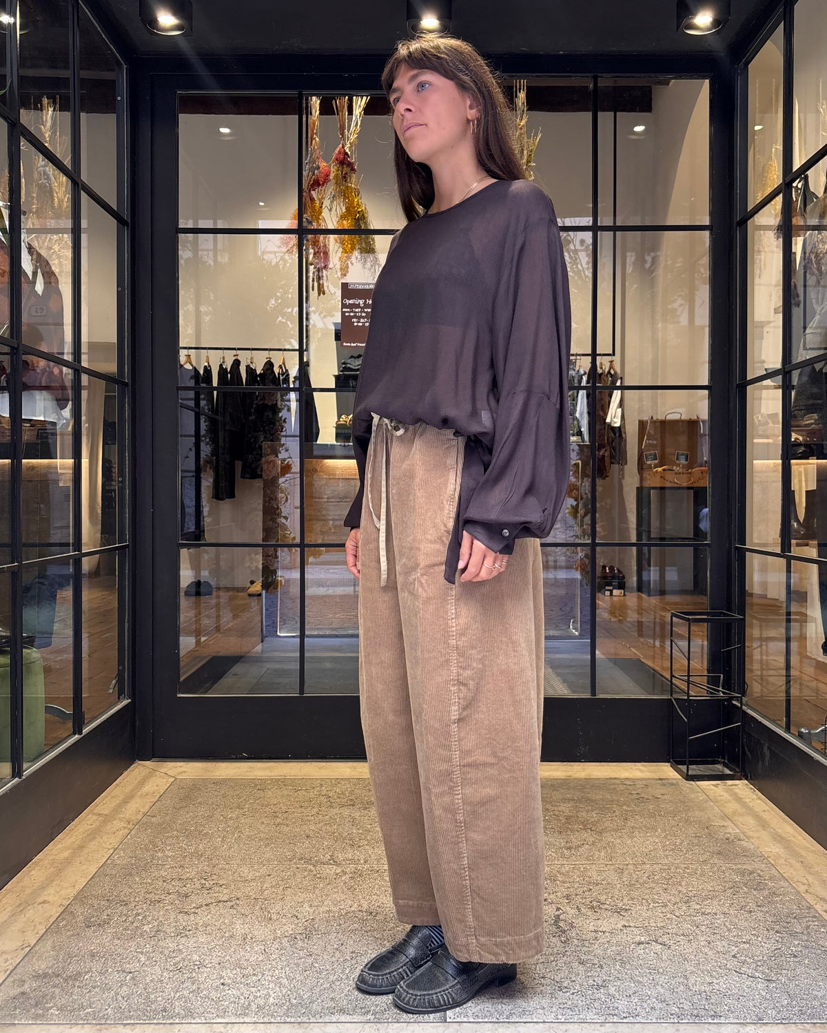 Blusa con fusciacche marrone