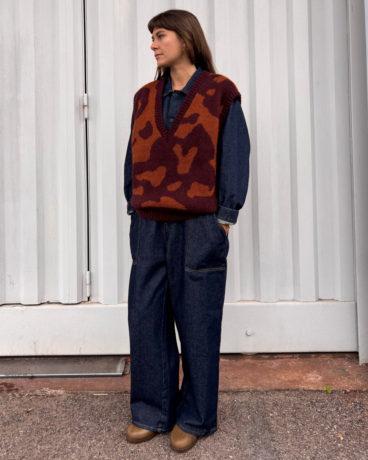 Gilet jacquard bordeaux