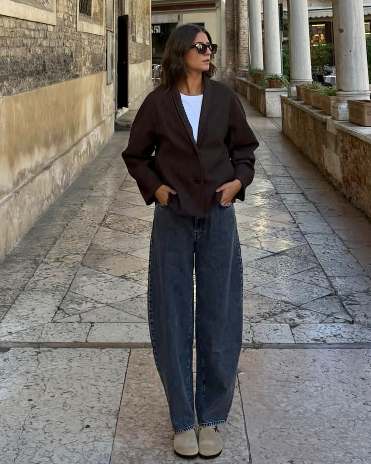 Giacca in ecopelle marrone