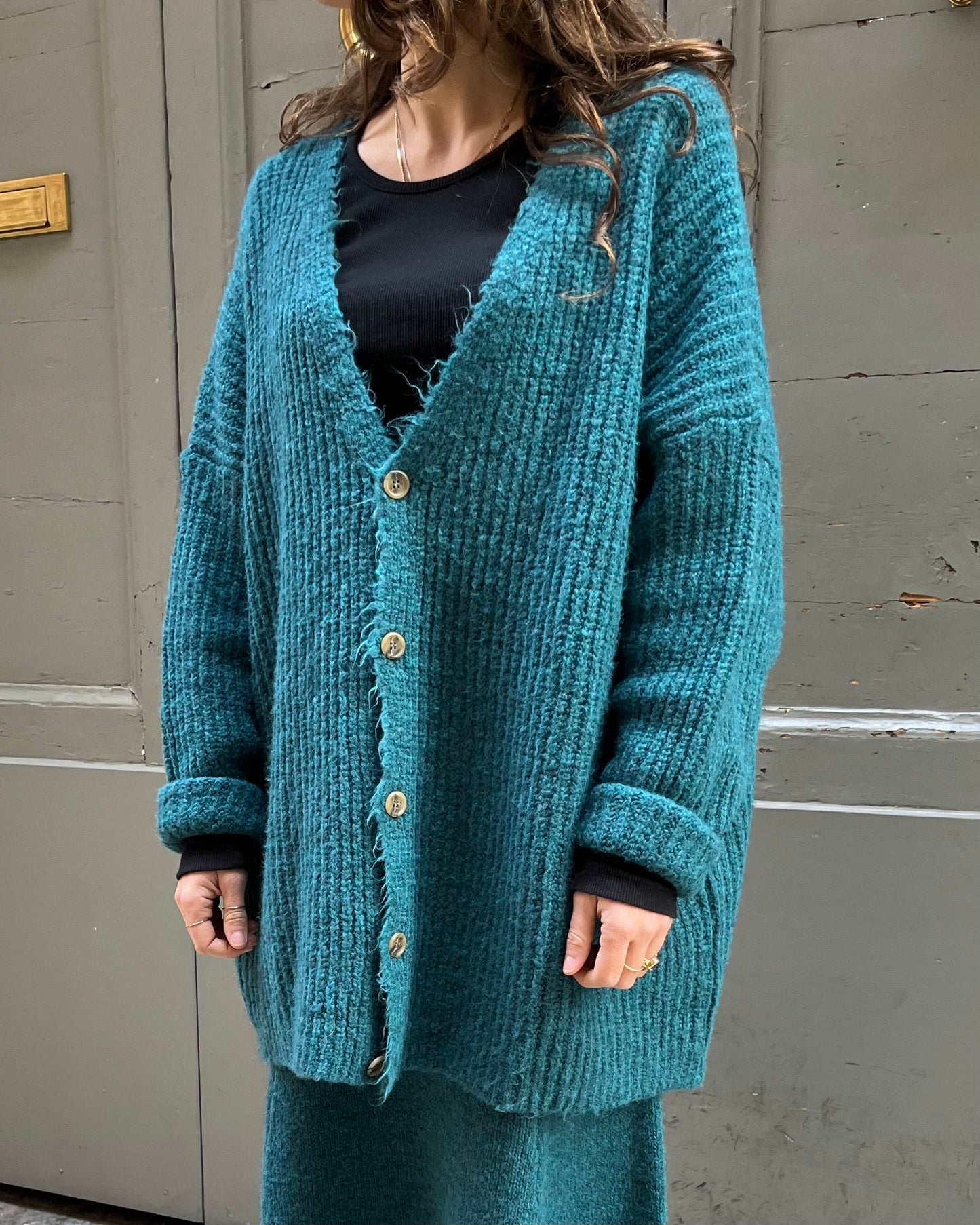 Cardigan oversize ottanio