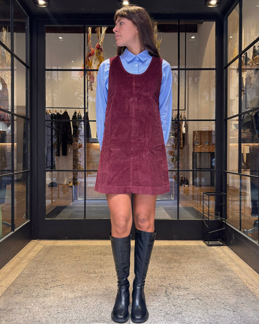 Vestito corto Tanki in velluto bordeaux