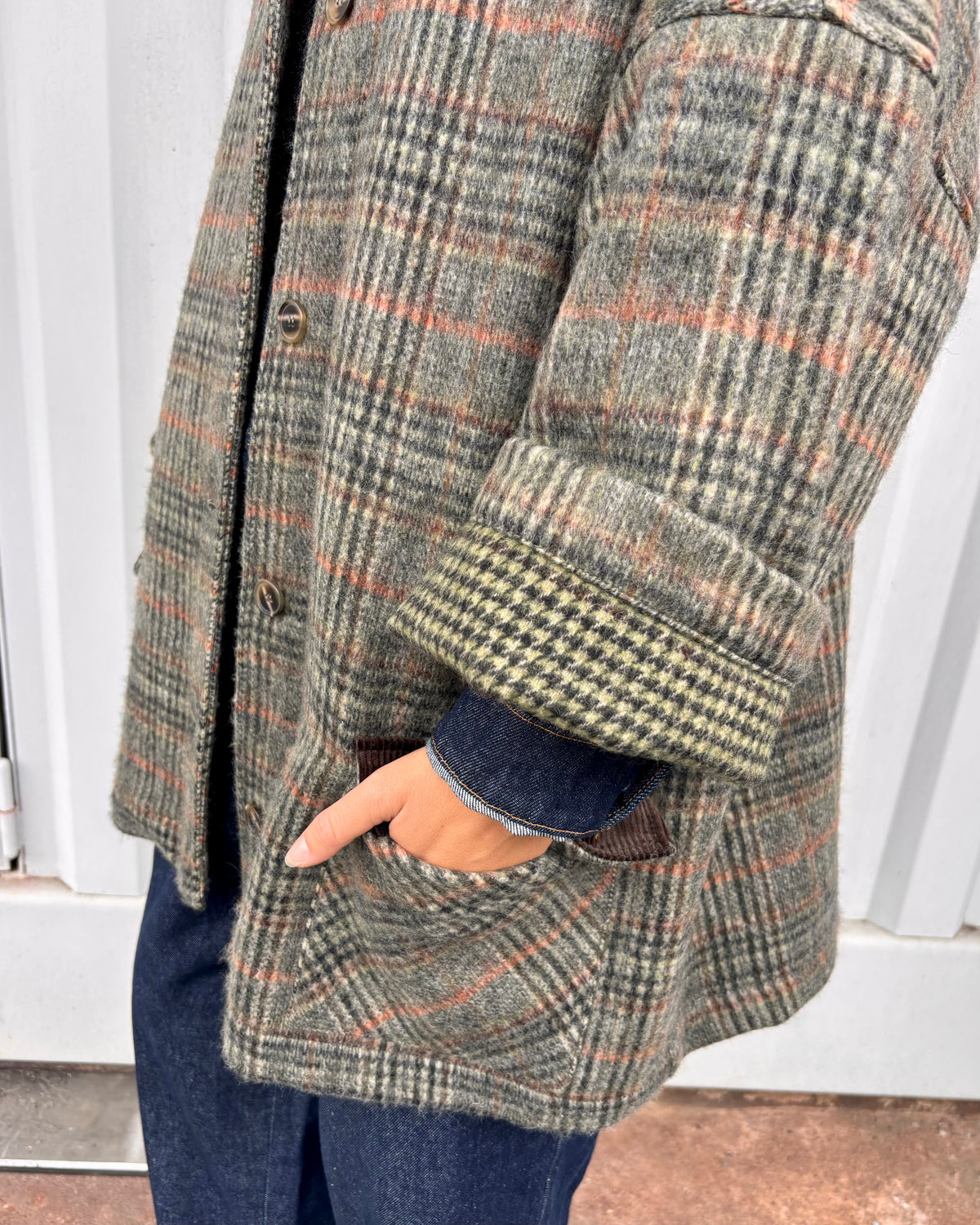 Butterfly coat green check