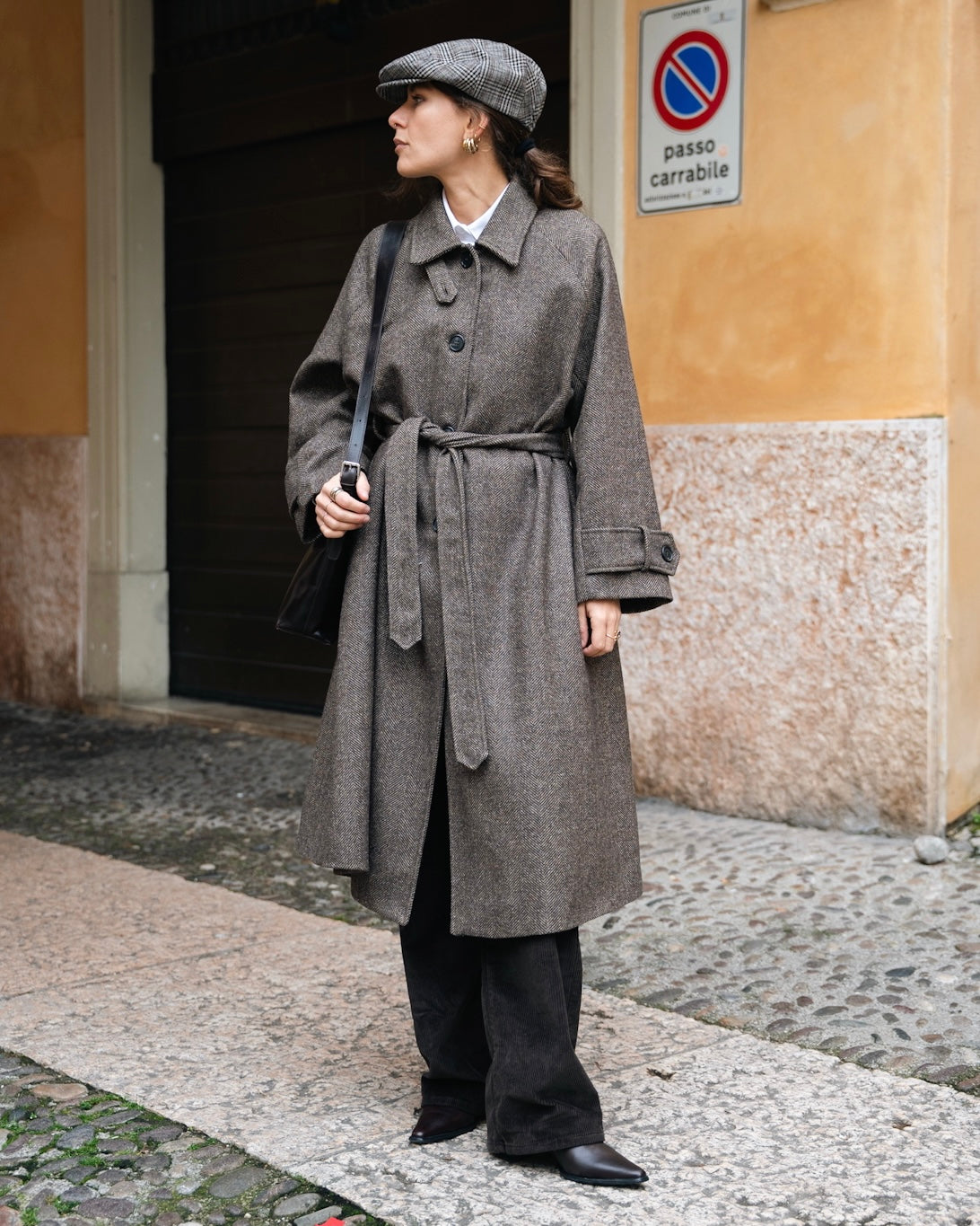 Cappotto lungo oversize spigato