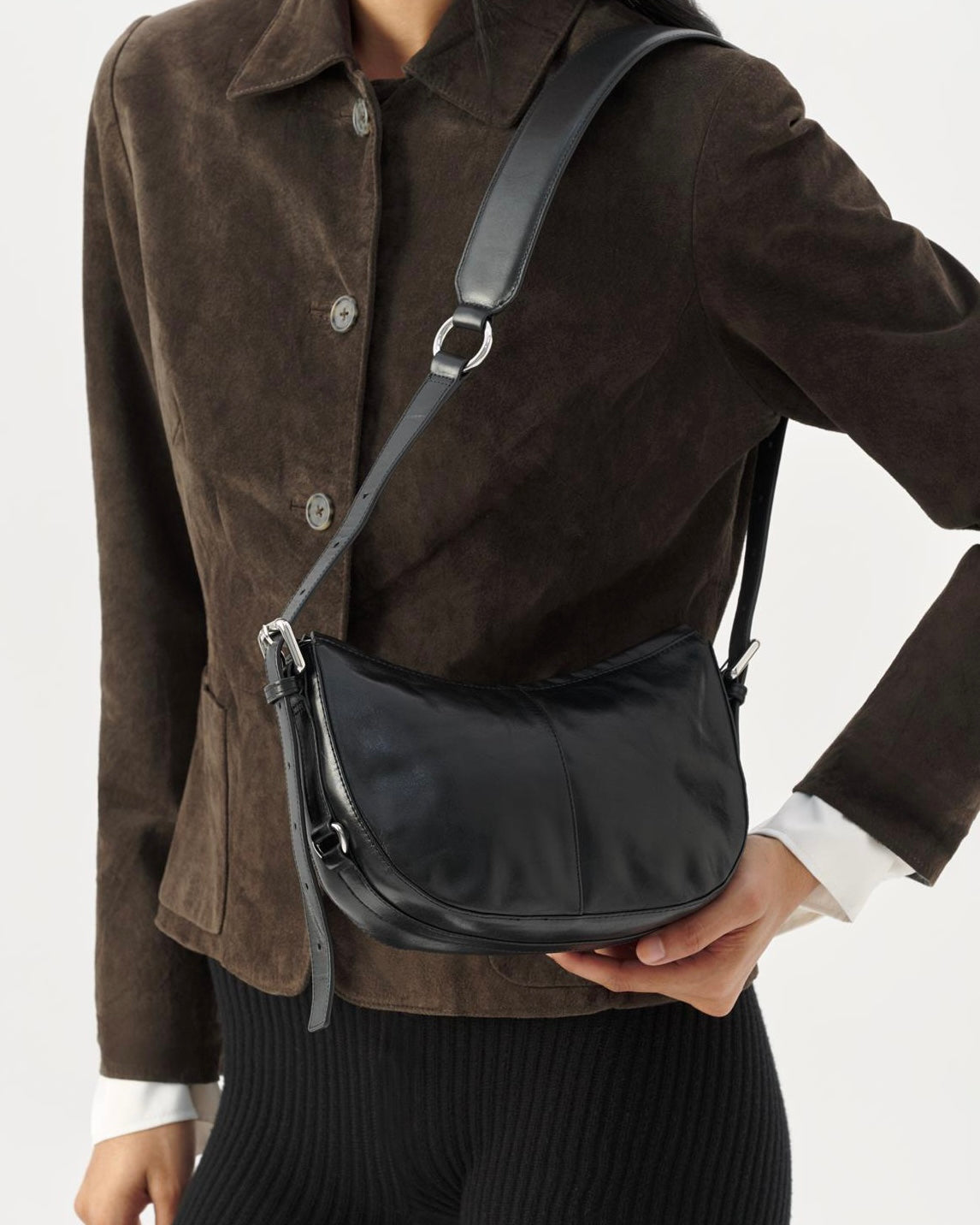 Borsa Minoh in pelle nera