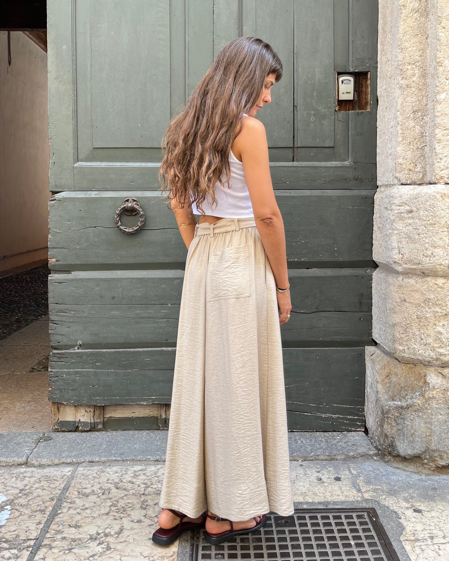 Pantaloni culotte naturale