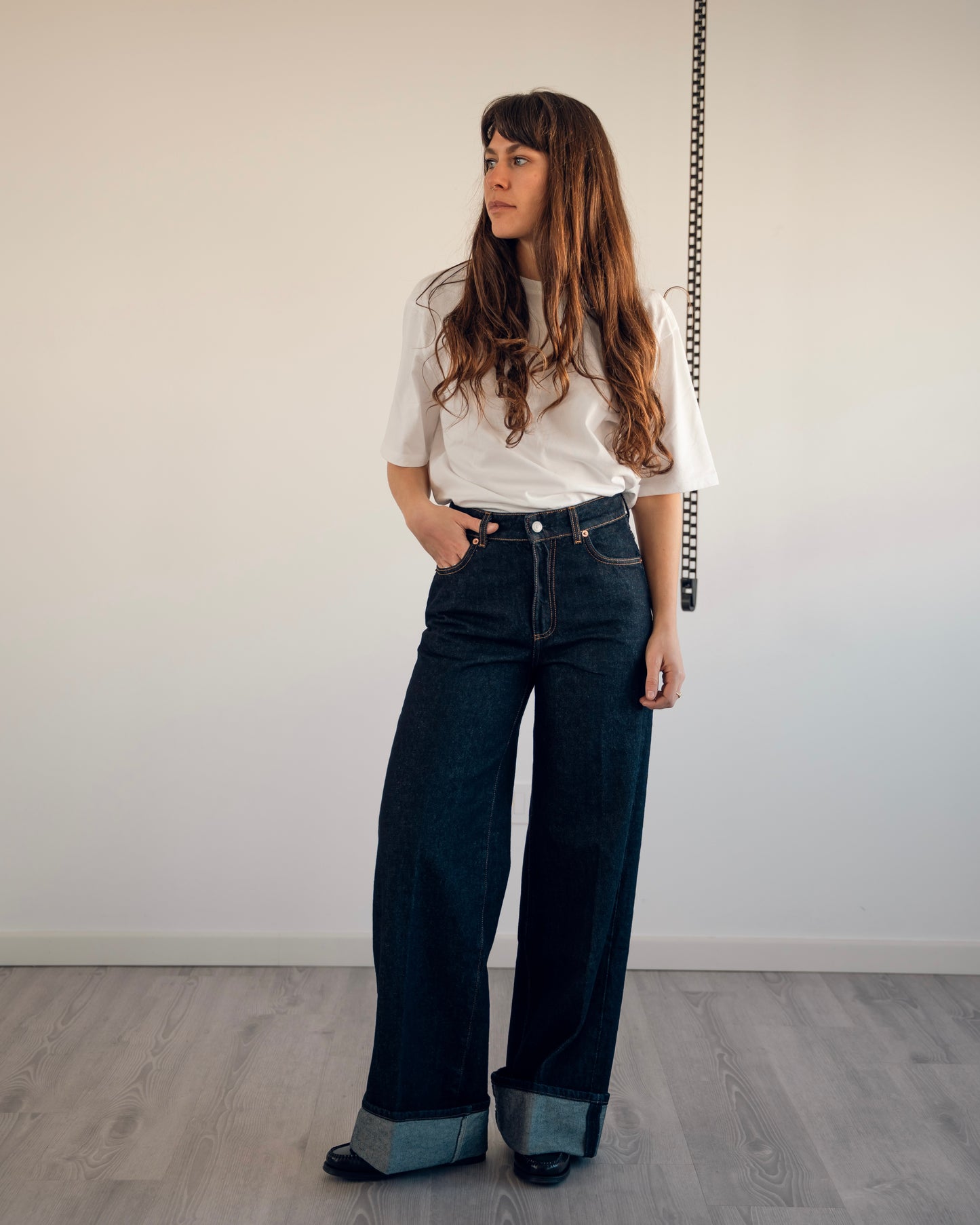 Jeans Valentine risvolto raw blue