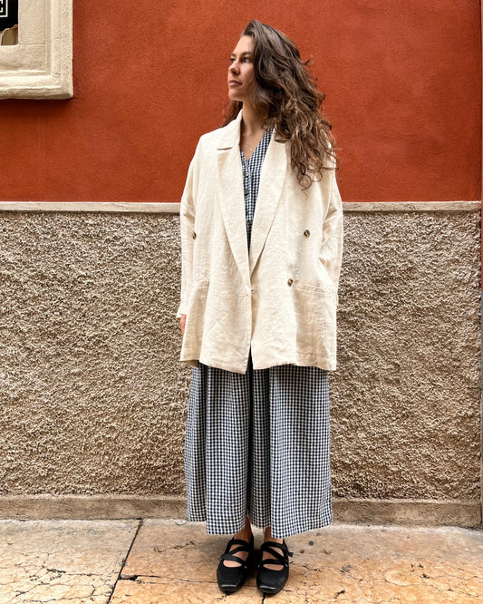 Blazer con spacchi lino naturale
