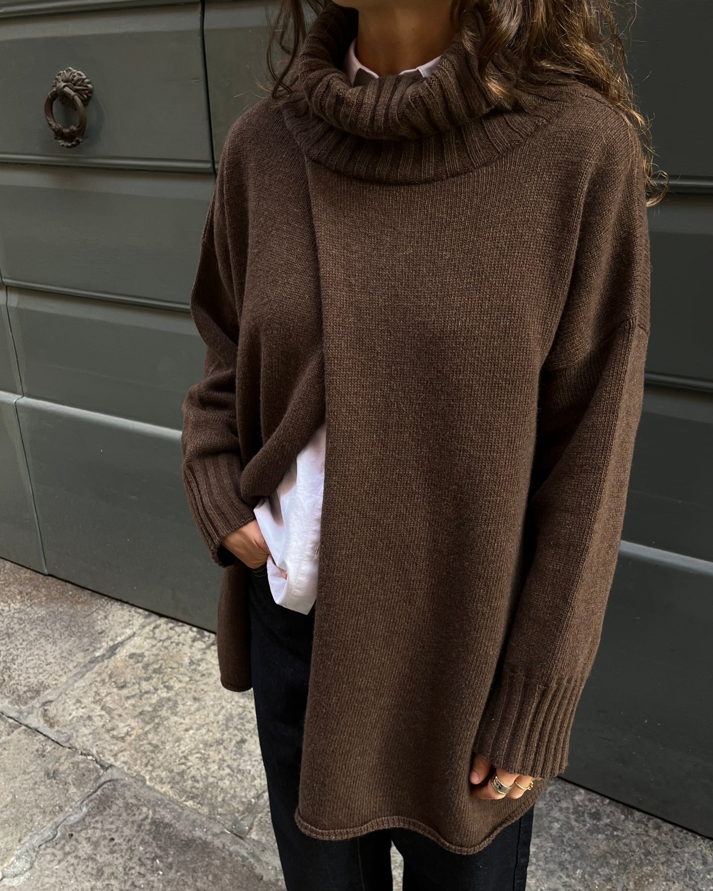 Maglione petalo marrone