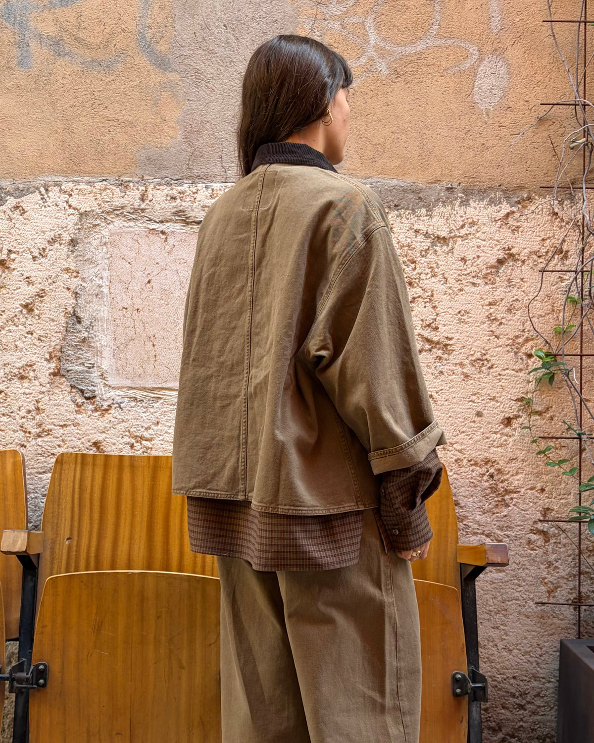 Giacca con alamari Kibu khaki