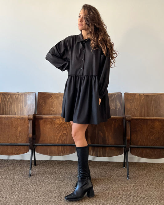 Vestito camicia gessato marrone