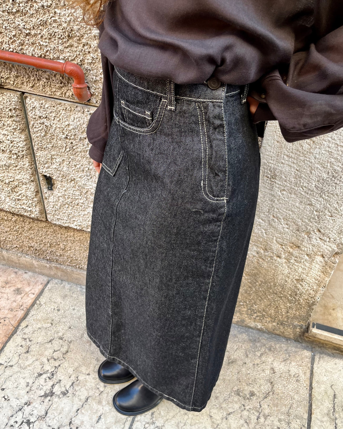 Gonna Blanca twist black denim