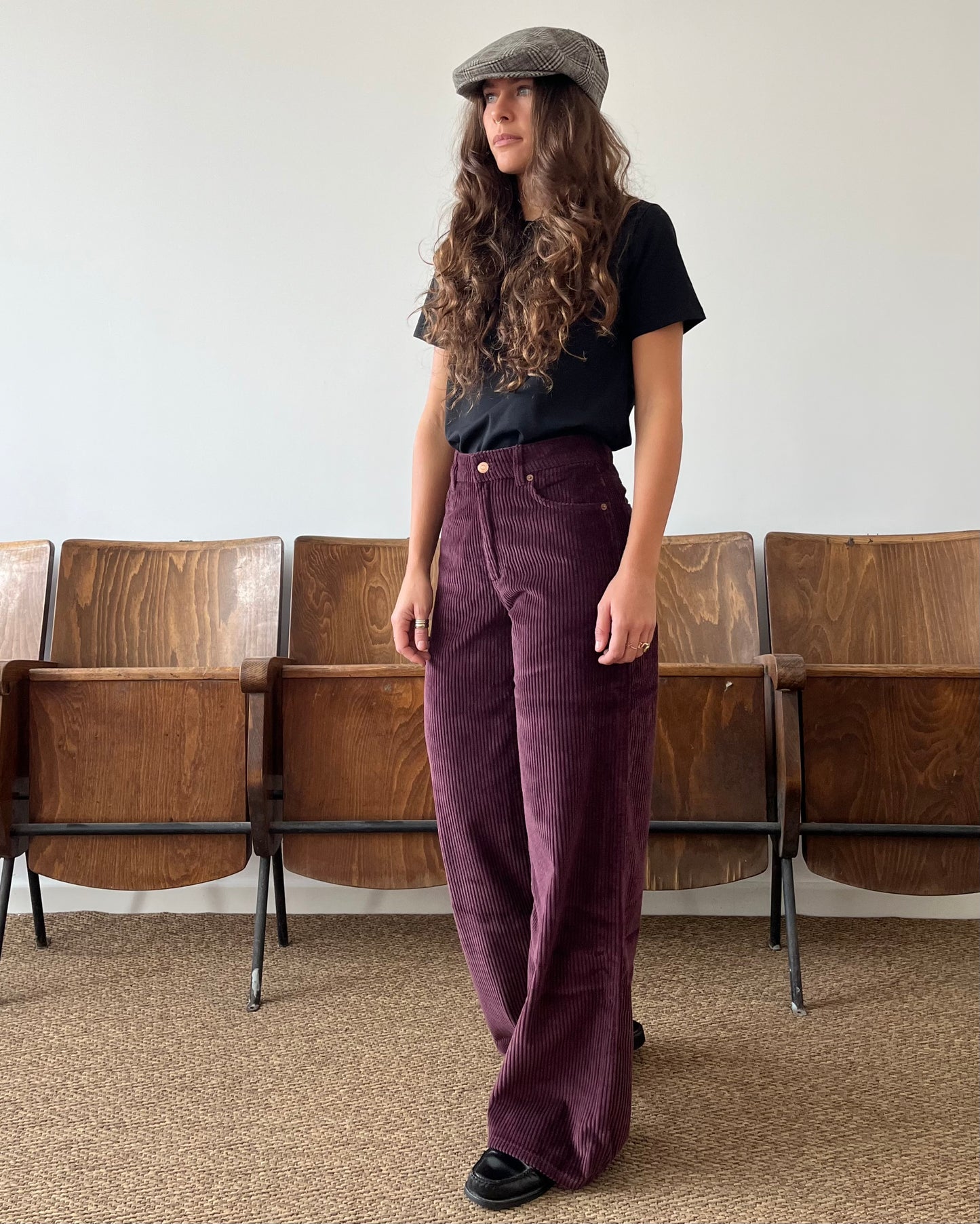 Pantaloni Valentine in velluto bordeaux