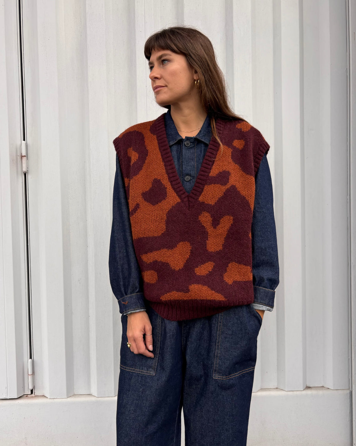 Gilet jacquard bordeaux