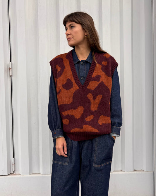 Gilet jacquard bordeaux