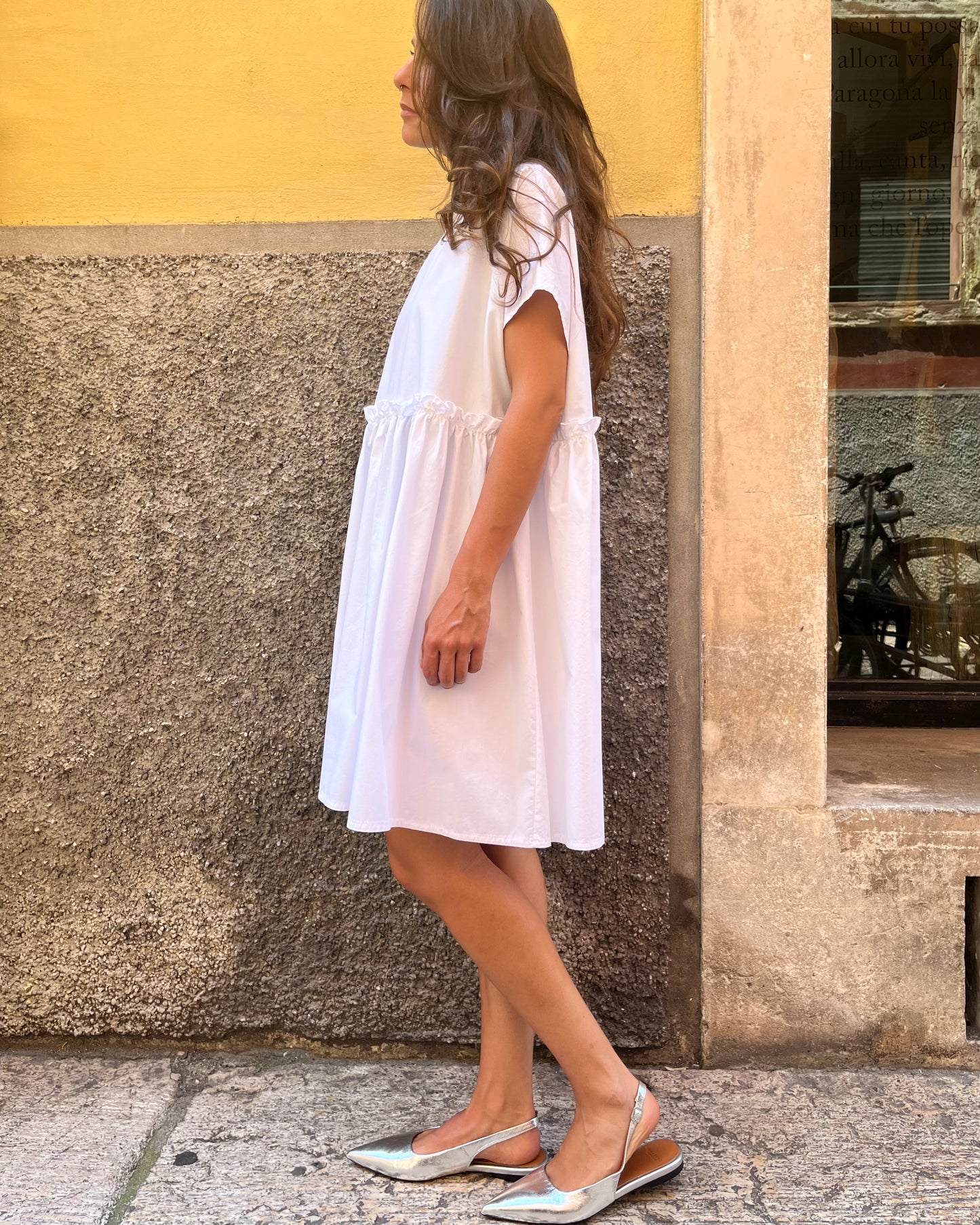 Vestito mini in cotone bianco