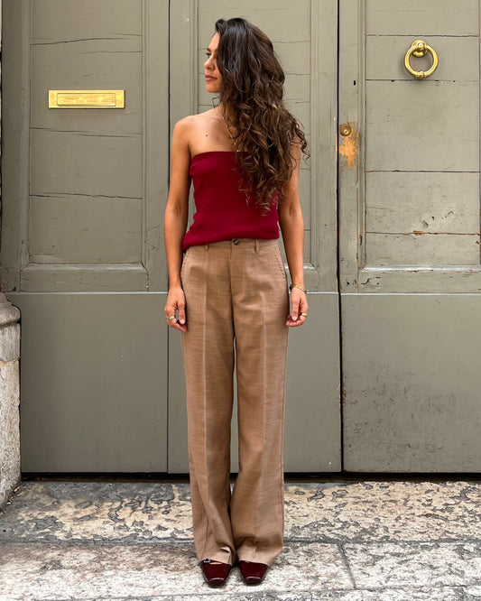 Pantaloni a gamba dritta camel