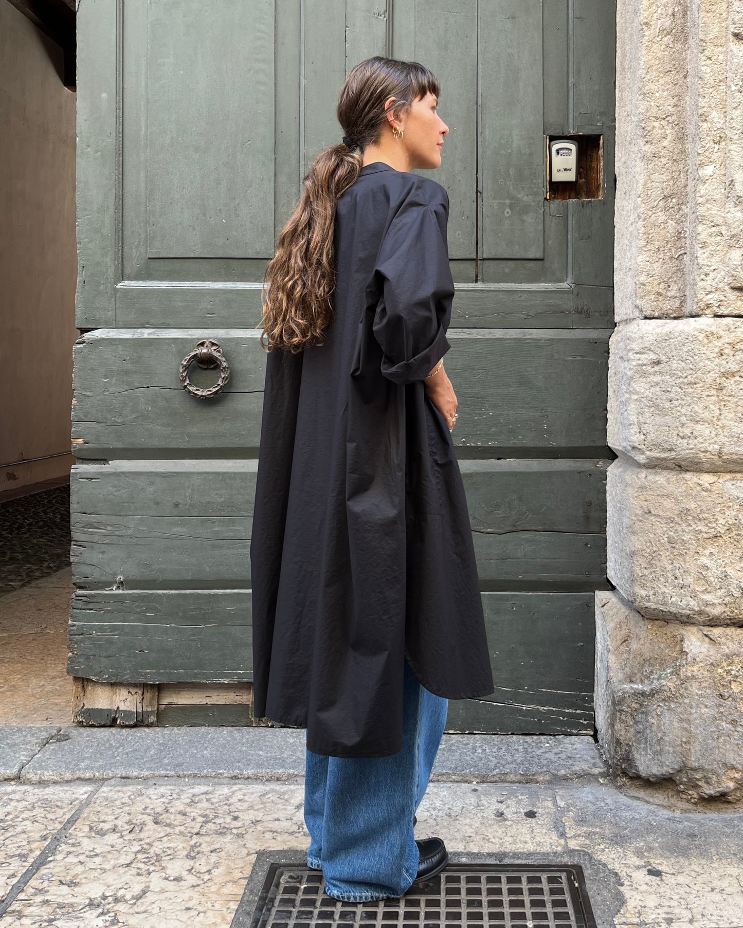 Chemisier in cotone nero