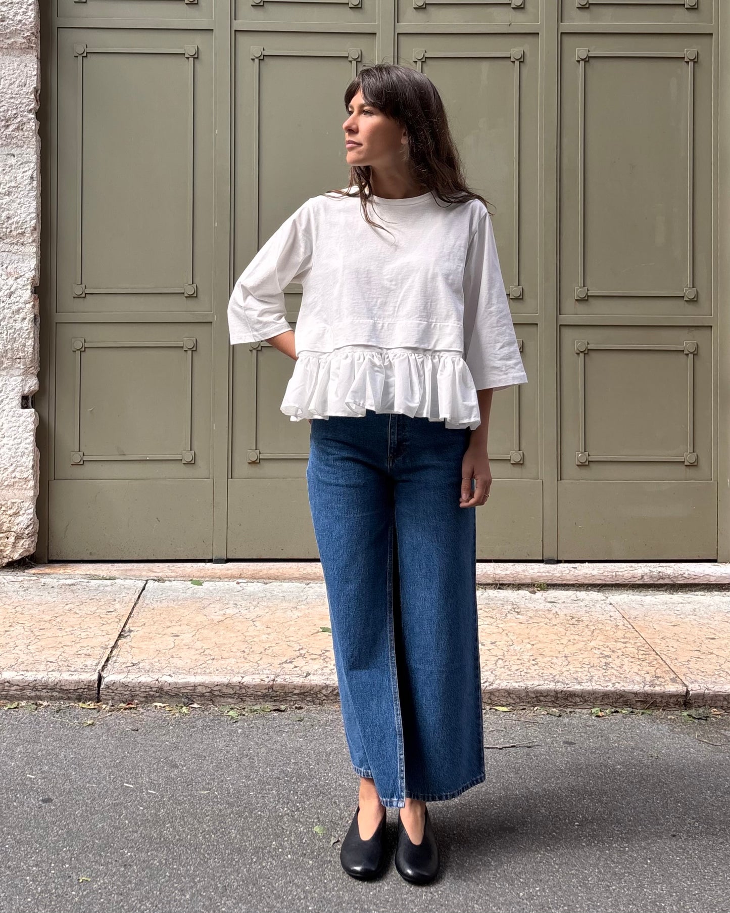 Maglia con balze bianca